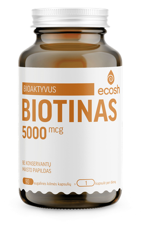 ECOSH bioaktyvus Biotinas 5000 µg kapsulės, 90 vnt.