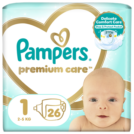PAMPERS Premium Care 2 - 5 kg sauskelnės, 26 vnt.