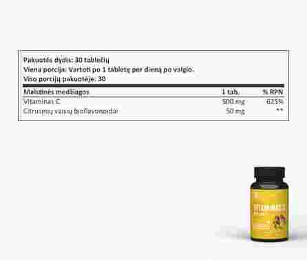 SAPIENS Vitamin C PRO-LONG dengtos tabletės, 30 vnt.