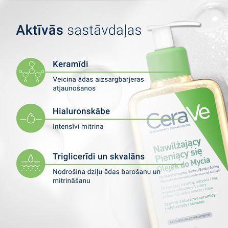 CERAVE For Face And Body With Ceramides Moisturising valomasis aliejus, 236 ml