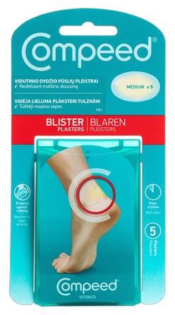 COMPEED  Vidutinio Dydžio pleistrai nuo pūslių, 5 vnt.