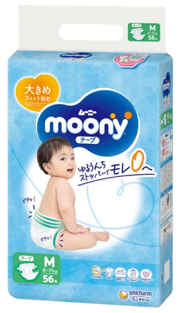 MOONY Airfit M 6-11 kg sauskelnės, 56 vnt.