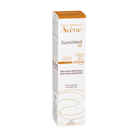 AVENE Sun SunsiMed Ka SPF 50+, jautriai, sudirgusiai odai apsauginis kremas nuo saulės, 80 ml