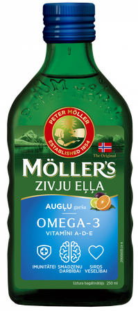 MOLLERS žuvų taukai (Gaivaus vaisių skonio), 250 ml