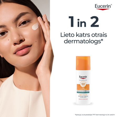EUCERIN Sun Oil Control Dry Touch SPF 50+ apsauginis kremas nuo saulės, 50 ml