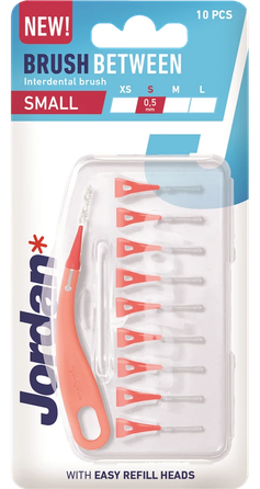 JORDAN Brush Between S (0.5 mm) tarpdančių šepetėlis, 10 vnt.