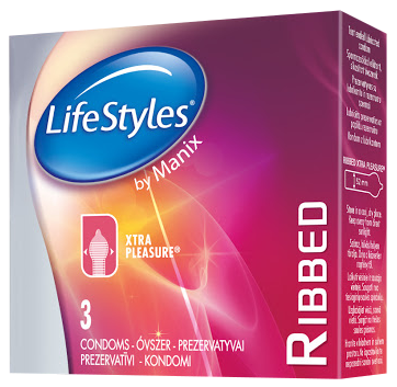 LIFESTYLES Ribbed prezervatyvai, 3 vnt.