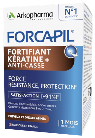 FORCAPIL Fortifiant Keratine+ plaukams ir nagams kapsulės, 60 vnt.