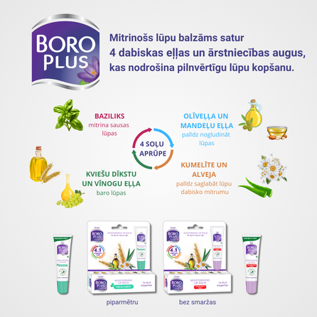 BORO PLUS drėkinamasis, su mėtų aromatu lūpų balzamas, 10 ml