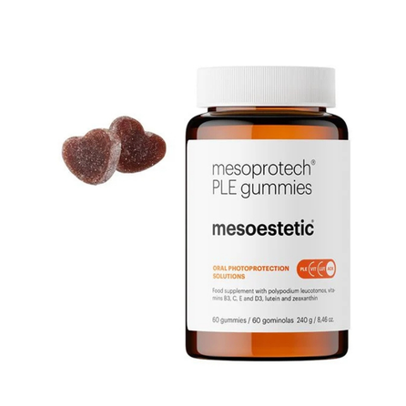 MESOESTETIC Mesoprotech Gummies PLE, apsaugai nuo saulės kapsulės, 60 vnt.