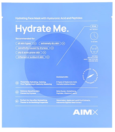 AIMX Hydrate Me greito poveikio ir giliai drėkinanti veido kaukė, 1 vnt.