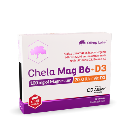 OLIMP LABS Chela Mag B6 +D3 kapsulės, 30 vnt.