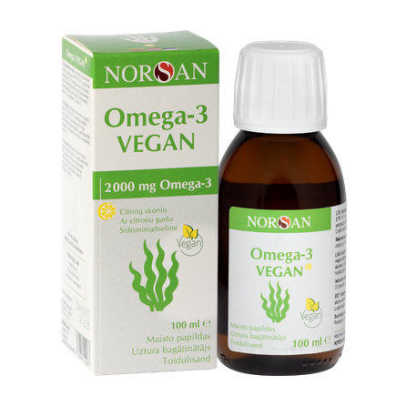 NORSAN OMEGA-3 VEGAN, citrinų skonio aliejus, 100 ml