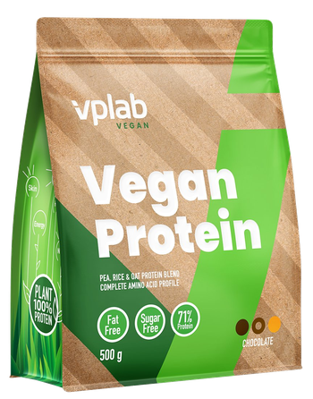 VPLAB Vegan Protein veganiškas, šokolado skonio milteliai, 500 g