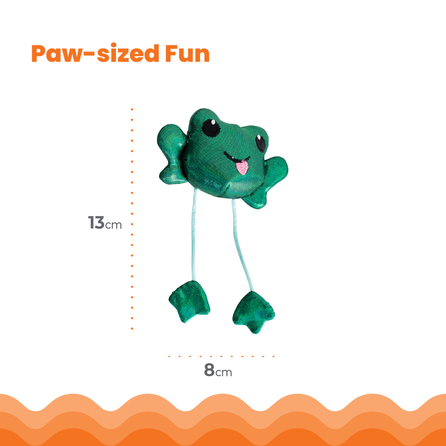 CATSTAGES Toss N Dangle Frog, žalias žaislas, 1 vnt.