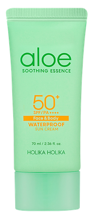 HOLIKA HOLIKA Aloe Soothing Essence Waterproof SPF 50+ apsauginis kremas nuo saulės, 70 ml