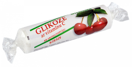 GLIKOZE vyšnių skonio tabletės, 10 vnt.