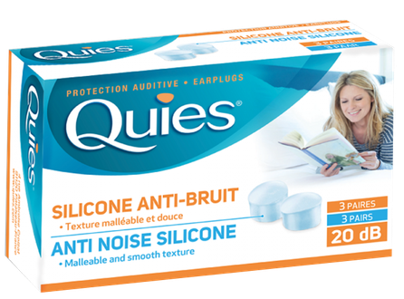 QUIES Transparent Silicone ausų kamštukai, 6 vnt.