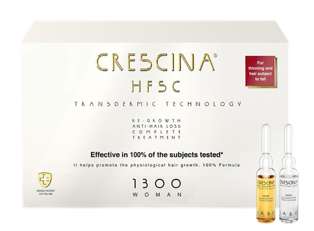 CRESCINA Transdermic 1300 Woman 10+10, stabdo plaukų slinkimą, ampulės,