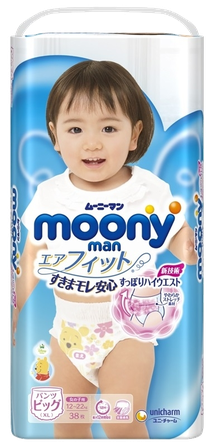 MOONY Airfit XL 12-22 kg, mergaitėms sauskelnės-kelnaitės, 38 vnt.
