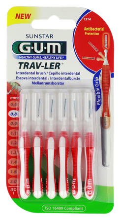 GUM Trav-Ler 0,8 mm tarpdančių šepetėlis, 6 vnt.