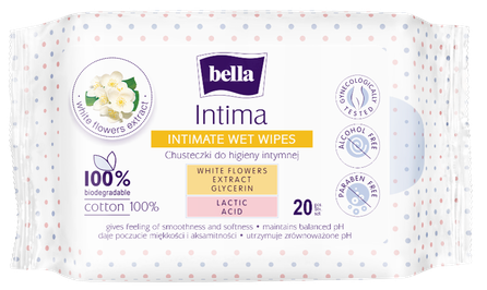 BELLA Intima drėgnos servetėlės, 20 vnt.