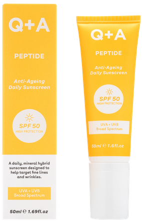 Q+A Peptide Anti-Ageing SPF50 apsauginis kremas nuo saulės, 50 ml