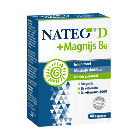 NATEO Nateo D + Magnis B6 kapsulės, 40 vnt.