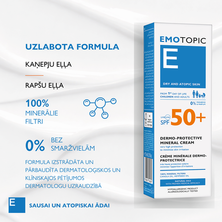 PHARMACERIS E Emotopic SPF 50+ kremas, 75 ml