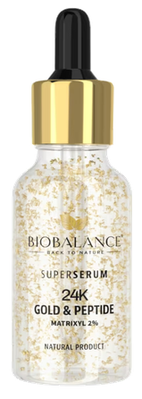 BIOBALANCE 24K Gold & Peptide Super serumas, 30 ml