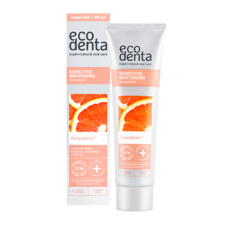 ECODENTA mėtų ir greipfrutų skonio, balinamoji  dantų pasta, 100 ml