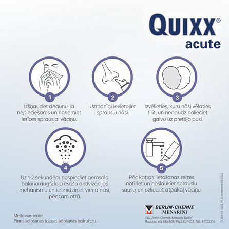 QUIXX  gleivinės priežiūrai ir slogos palengvinimui nosies purškalas, 100 ml