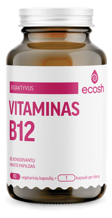 ECOSH bioaktyvus Vitaminas B12, 1200 µg kapsulės, 90 vnt.