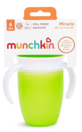 MUNCHKIN Miracle 360, žalias, 6mėn+ mokymosi puodelis, 207 ml