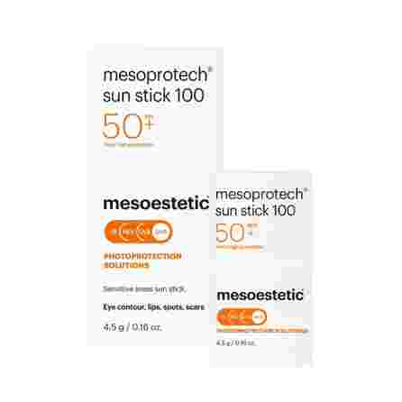 MESOESTETIC Mesoprotech Sun Stick 100, SPF 50+, jautrių kūno vietų apsaugai apsauginis kremas nuo saulės, 4.5 g