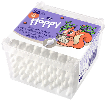 HAPPY   medvilniniai krapštukai, 64 vnt.