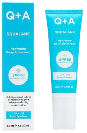 Q+A Squalane Hydrating SPF50 apsauginis kremas nuo saulės, 50 ml