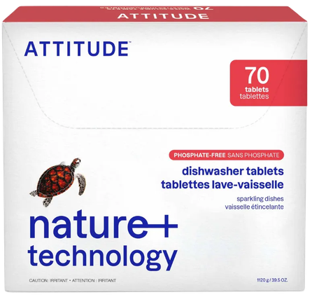 ATTITUDE Nature + Technology ekologiškos indaplovėms skirtos indų plovimo tabletės indaplovėms, 70 vnt.