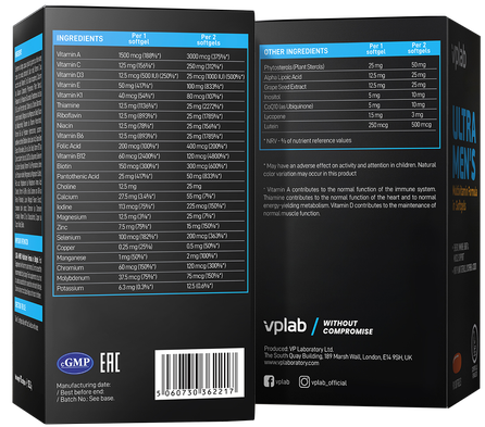 VPLAB Ultra Men's Sport Multivitamin minkštos gelio kapsulės, 90 vnt.