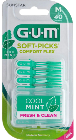 GUM Soft-Picks Comfort Flex, Medium Mint tarpdančių šepetėlis, 40 vnt.