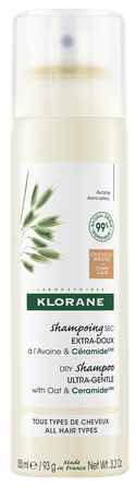 KLORANE Oat&Ceramide (rudiems, tamsiems plaukams) sausas šampūnas, 150 ml