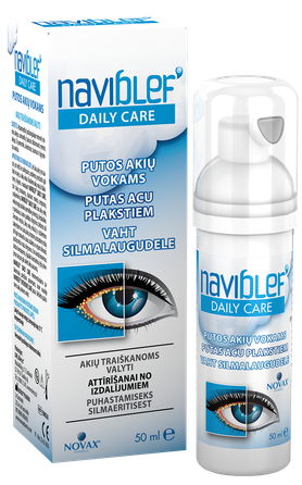 NAVIBLEF sudirgusioms akims akių priežiūros putos, 50 ml