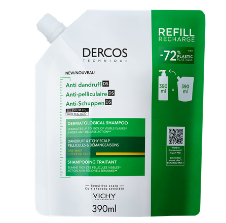 VICHY Dercos Anti Dandruff Refill šampūnas, 390 ml