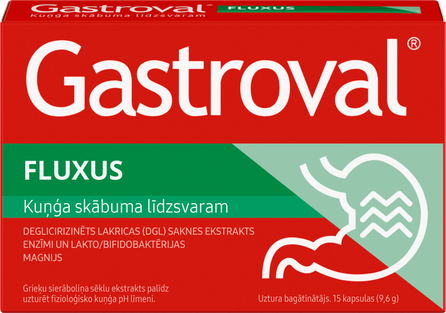 GASTROVAL Fluxus kapsulės, 15 vnt.