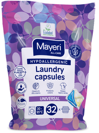 MAYERI Universal spalvotiems ir baltiems drabužiams skirtos kapsulės skalbimui, 32 vnt.