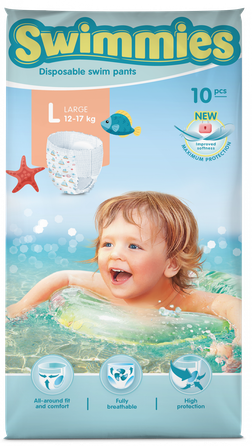 MOLTEX Swimmies L (12-17kg) sauskelnės, 10 vnt.