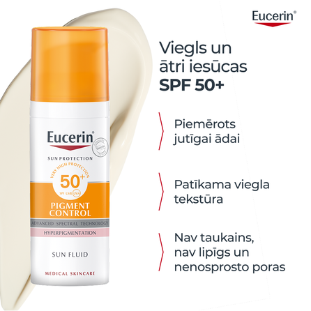 EUCERIN Sun Pigment Control SPF 50+ nuo saulės ir hiperpigmentacijos  apsauginis kremas nuo saulės, 50 ml