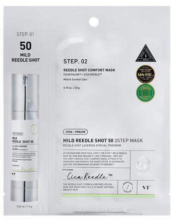 VT COSMETICS Mild Reedle Shot 50 2-Step, drėkinanti veido kaukė, 1 vnt.