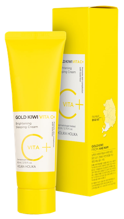 HOLIKA HOLIKA Gold Kiwi Vita C+ Brightening Sleeping veido kremas, 80 ml