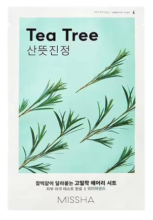MISSHA Airy Fit Tea Tree,  su arbatmedžiu veido kaukė, 19 g